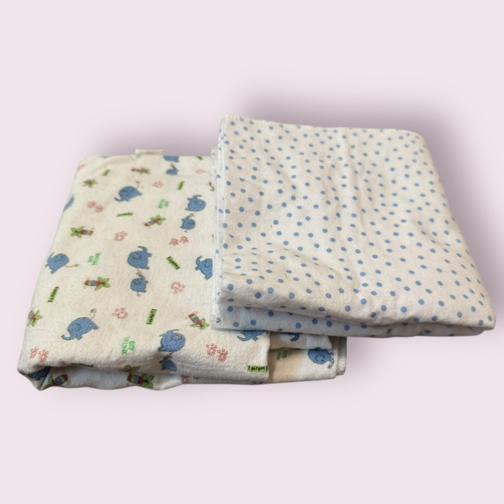 Spasilk Baby Blanket 2-Pack Blue Polka Dot Elephant Swaddle OS